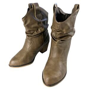 NWOT-1 SHOW! CHARLES ALBERT! TAIPE TAN/BROWN VEGAN LEATHER SLOUCHY BOOTS! SZ 9M
